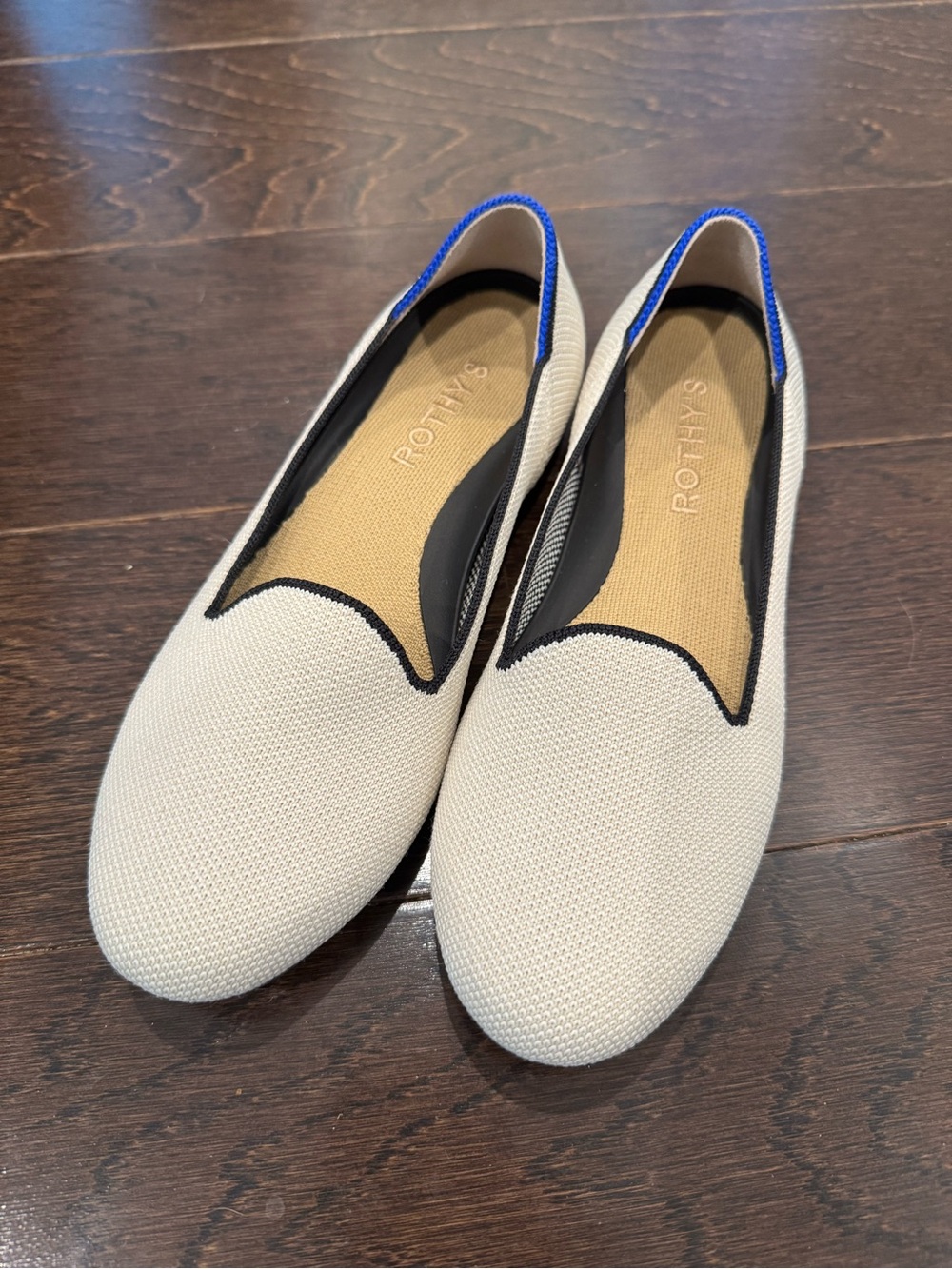 Rothy's Women's Cream Daily Loafers with Blue Trim